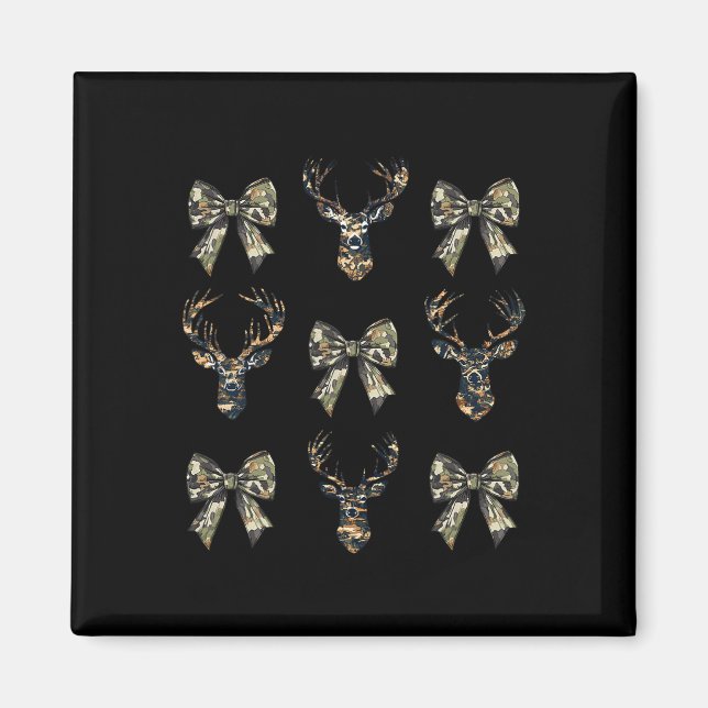 Imán Camuflaje Viejo Camo Bow Camo Coquette Bow Deer Hu (Frente)