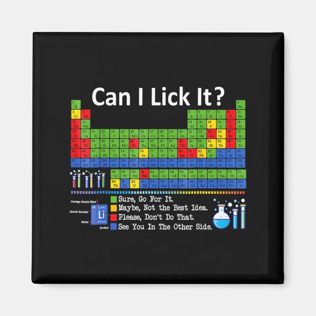 Imán Can I Lick It Periodic Table Chart Science Teacher (Frente)