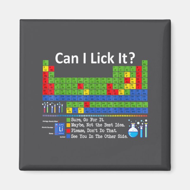 Imán Can I Lick It Periodic Table Chart Science Teacher (Frente)
