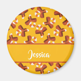 Imán Caña de caramelo envuelta con un patrón de arco ro