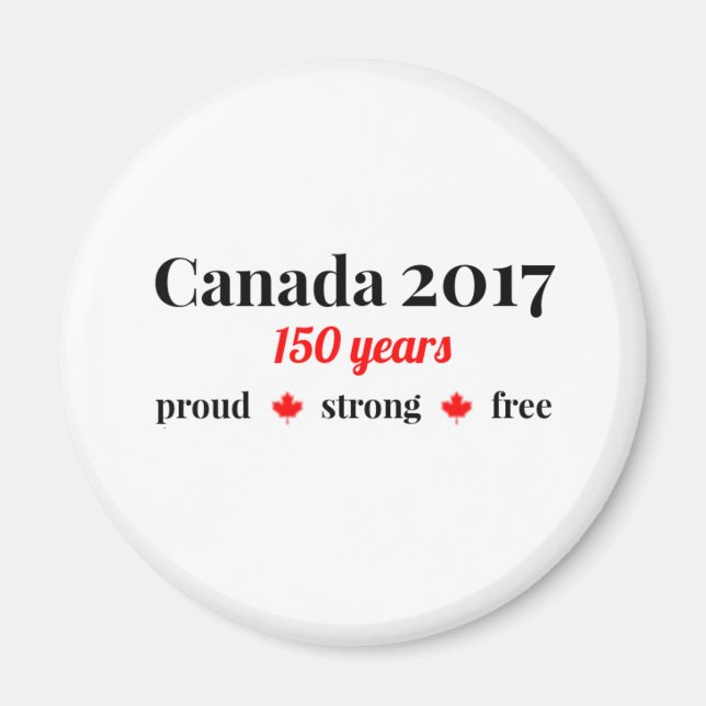 Imán Canadá 150 en 2017 Orgulloso y libre (Frente)