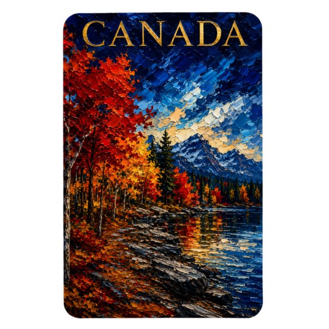 Imán Canada Mountain Lake Art Souvenier (Vertical)