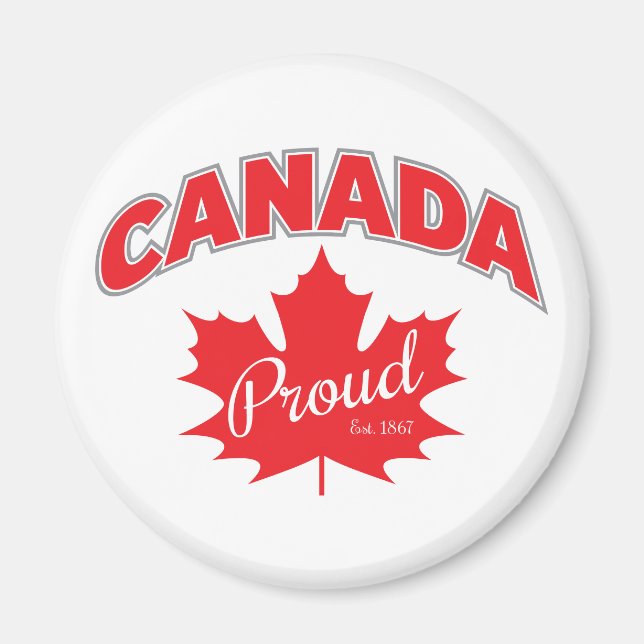 Imán "Canadá Orgulloso Oeste. 1867" Con Gráfico De Hoja (Frente)