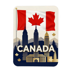 Imán 🍁 CANADÁ Patrimonio de la hoja de arce moderna