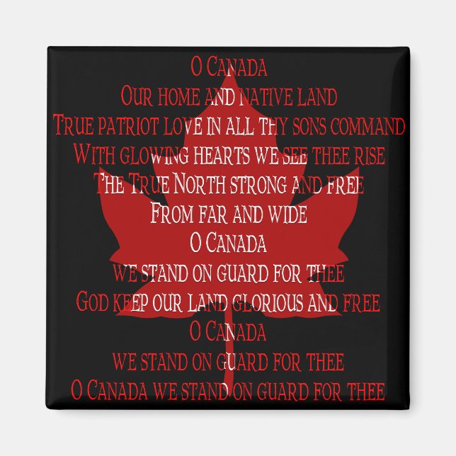 Imán Canadá Souvenir Fridge Magnet Canada Anthem Magnet (Frente)