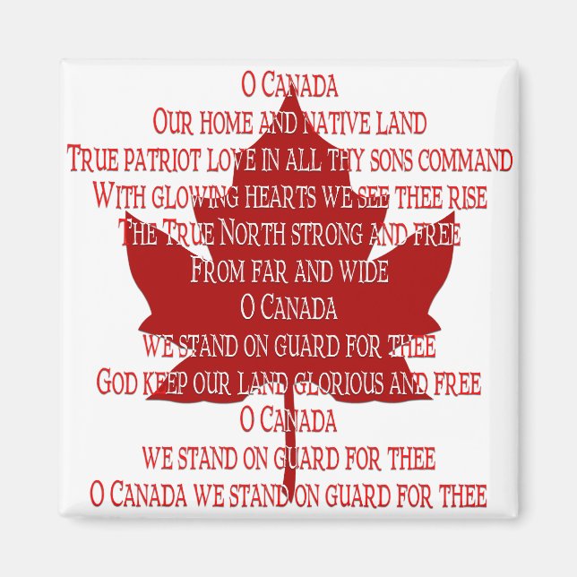 Imán Canadá Souvenir Fridge Magnet Canada Anthem Magnet (Frente)