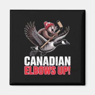 Imán Canadian Hockey Codos Arriba Retro Divertido Canad