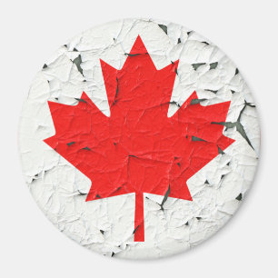 Imán Canadiense Red Maple Leaf CANADA Peeling Paint Sty