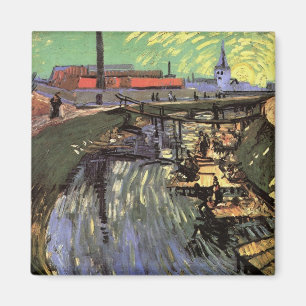 Imán Canal con mujeres lavando de Vincent van Gogh