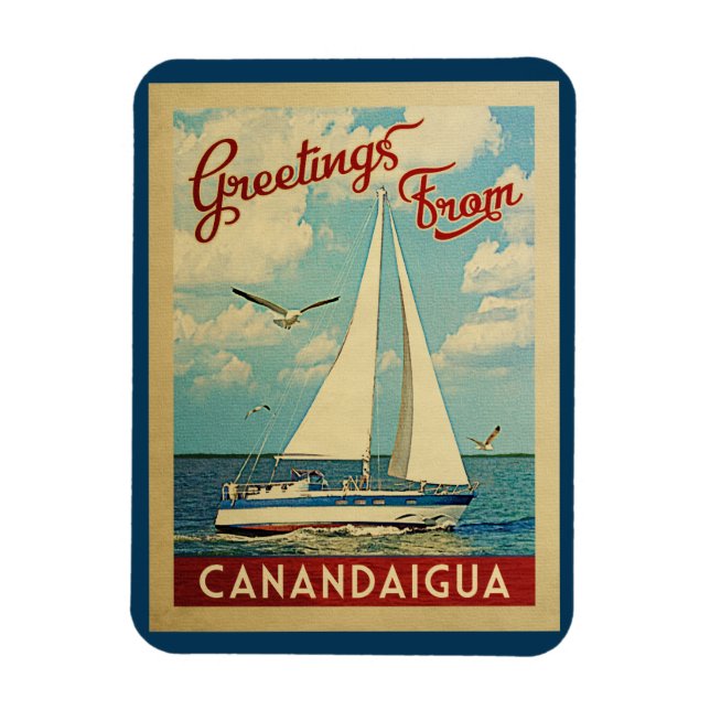 Imán Canandaigua Sailboat Vintage Travel New York (Vertical)