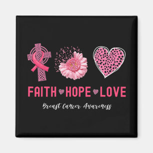 Imán Cáncer de Mama Rosa Floral Cruzada Cristiana