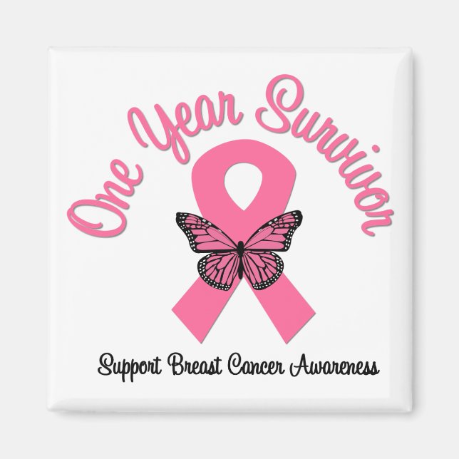 Imán Cáncer de mama Superviviente de 1 año (Frente)