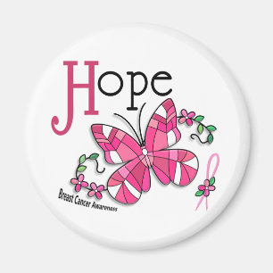 Imán Cáncer de pecho de la mariposa 1 del vitral