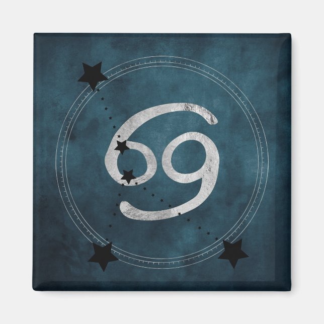 Imán Cáncer la constelación zodiaca de plata negra de c (Frente)