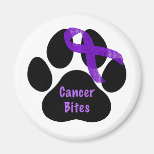 Imán Cáncer Muerde Pata De Perro Listón Morado Linfoma 