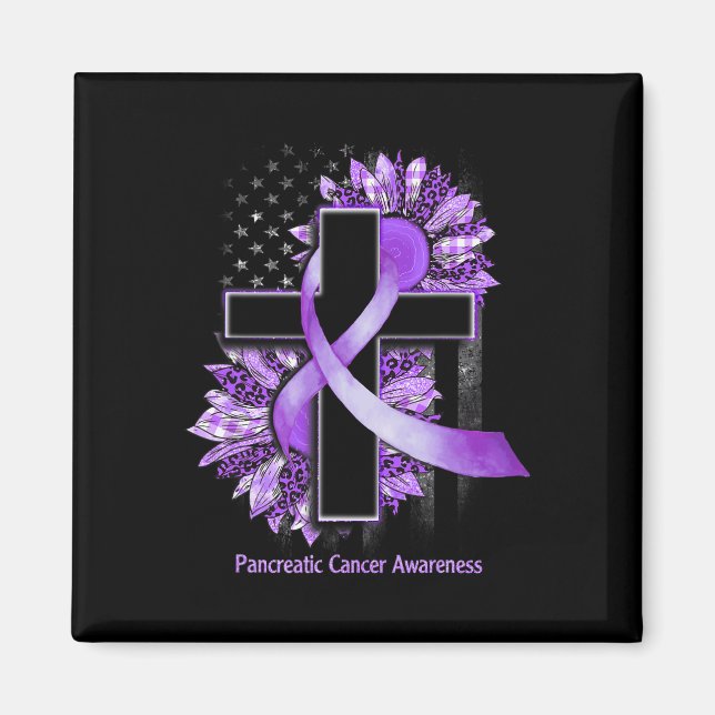 Imán Cáncer Pancreático Cruzado Cristiano Girasol Púrpu (Frente)