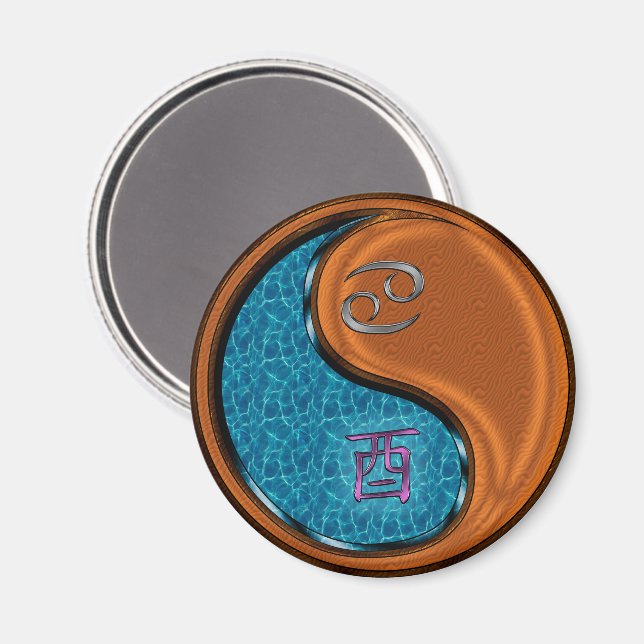 Imán Cáncer y Gallo de Madera (Anverso/Reverso)