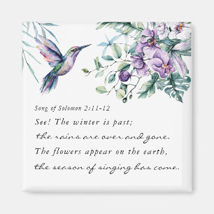 Imán Canción de Salomón 2:11-12 Flores de Hummingbird B