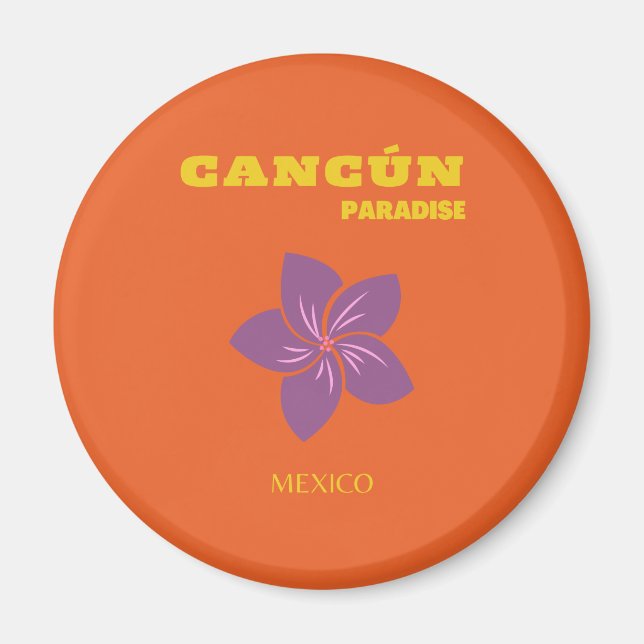 Imán Cancún, México, arte de viajes, arte tropical, Nar (Frente)