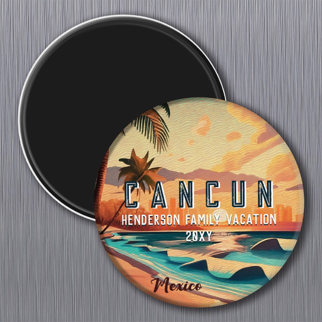 Imán Cancún México Palm Tree Sunset Travel Souvenir (Subido por el creador)