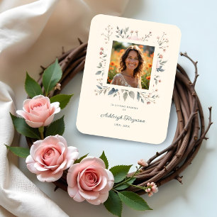 Imán Candid Delicate Pastel Floral Frame Photo Funeral
