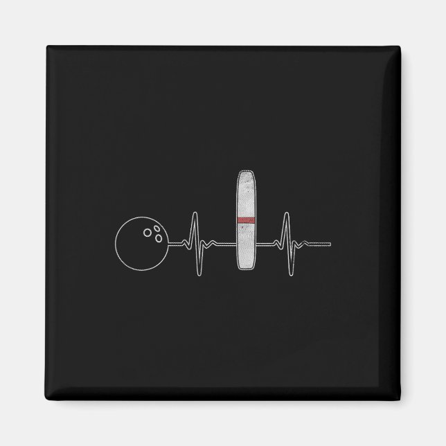 Imán Candlepin Bowling Funny Heartbeat Bowler (Frente)