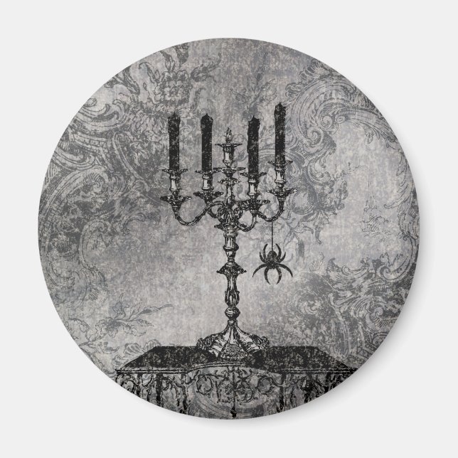 Imán Candlestick gótico con araña, Halloween (Frente)