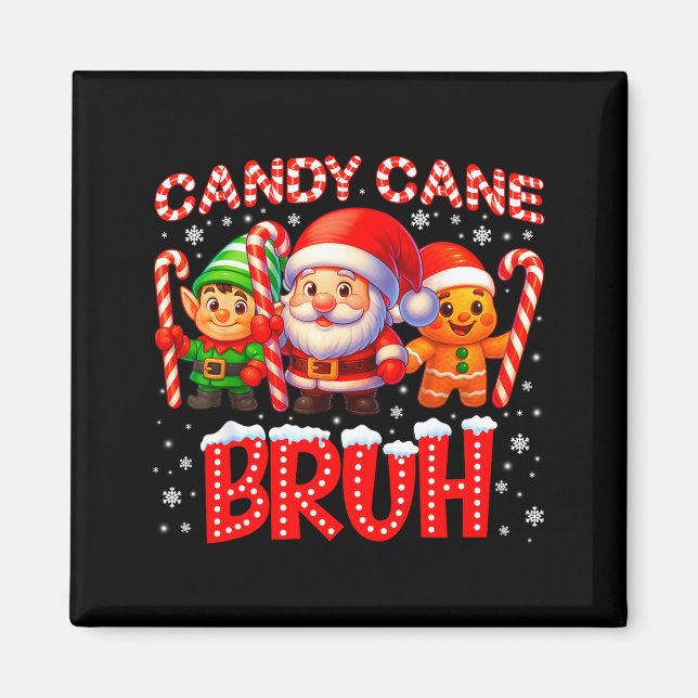 Imán Candy Cane Bruh Cute Santa Elf Christmas Xmas Boy  (Frente)