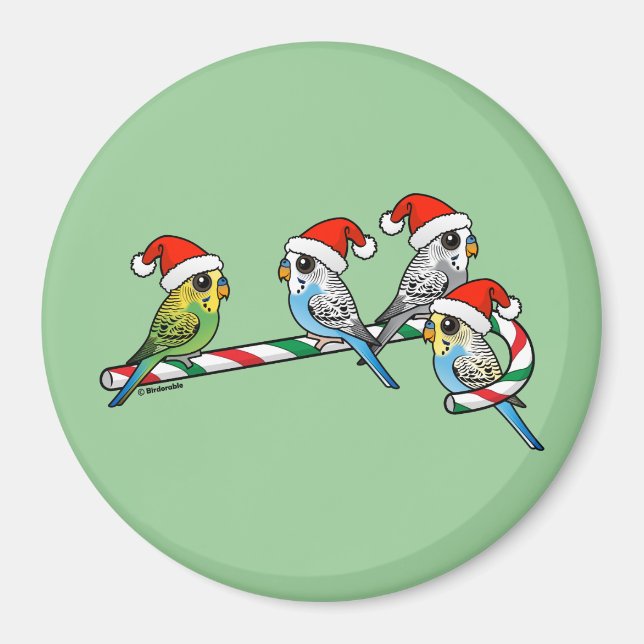 Imán Candy Cane Santa Budgies (Frente)
