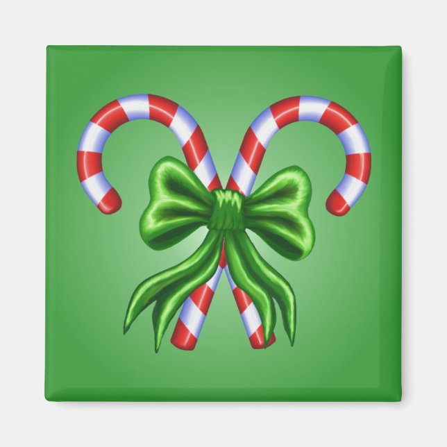 Imán Candy Canes and Bow - Personalizado (Frente)