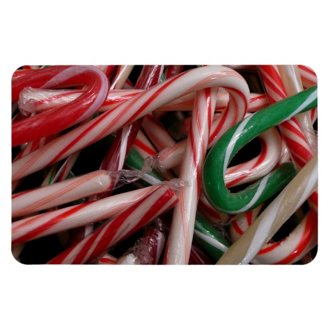 Imán Candy Canes Navidades vacaciones Verde Blanco y Ro (Horizontal)