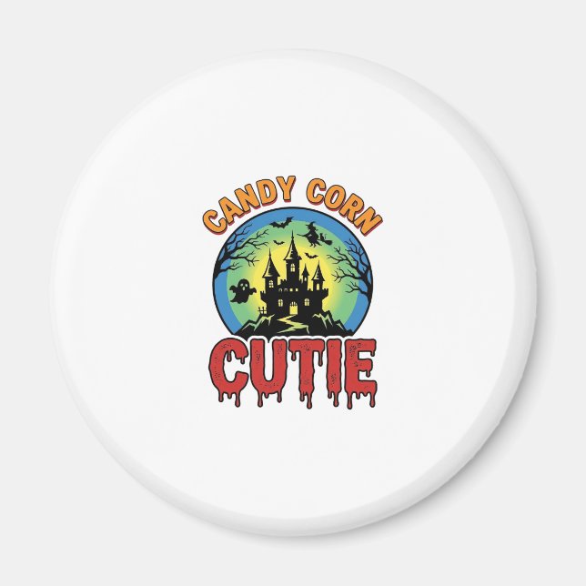 Imán Candy Corn Cutie Diseño Antiguo Castillo de Hallow (Frente)
