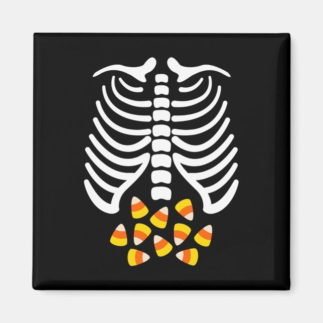 Imán Candy Corn Skeleton Cage Halloween Costume (Frente)