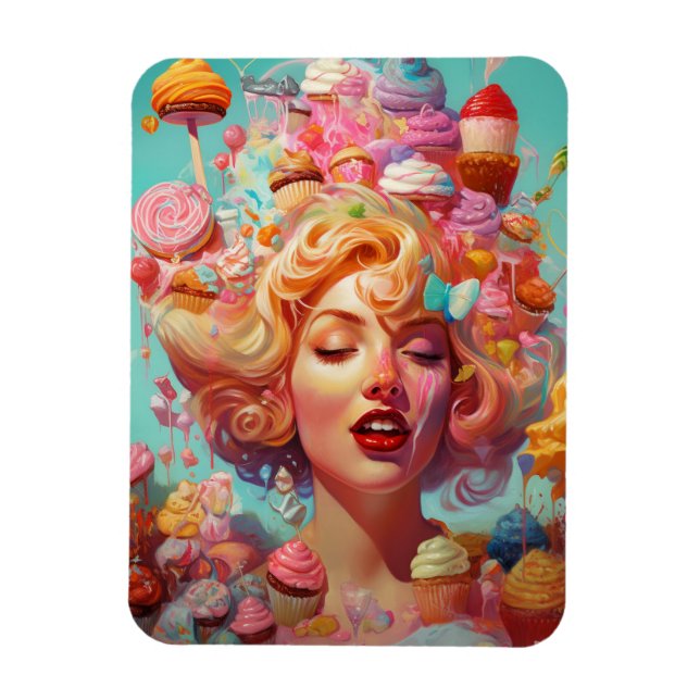 Imán Candy Ice Cream Chica Surreal Fantasía arte (Vertical)