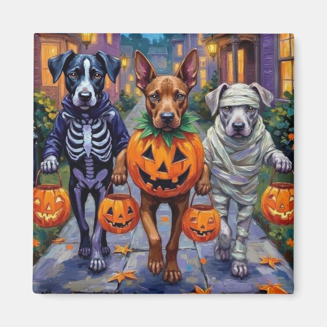 Imán Cane Corso haciendo 'trick-or-treat' con disfraces (Frente)