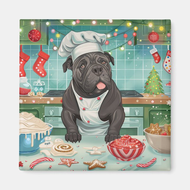 Imán Cane Corso Holiday Baking: Navidades festivos (Frente)