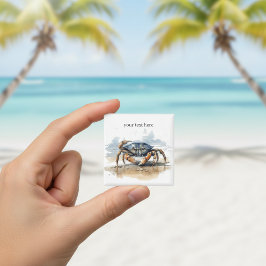 Imán cangrejo caminando por la playa, personalizable