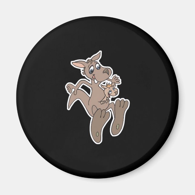 Imán canguro feliz y joey (Frente)