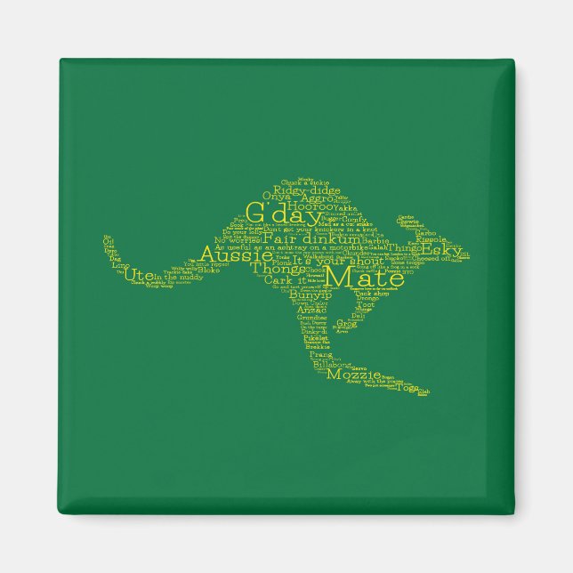 Imán Canguro hecho de jerga australiana (Frente)