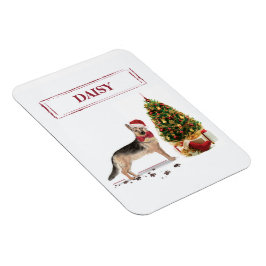 Imán Caniche Gris Perro Divertido de Navidad con Árbol