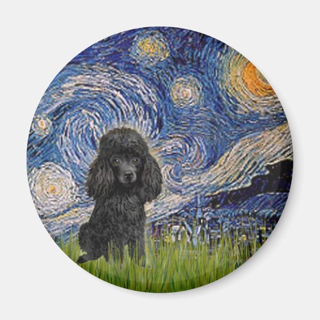 Imán Caniche (negro 1) - Noche estrellada (Frente)