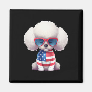 Imán Caniche Toy con la bandera patriótica de EE. UU. I