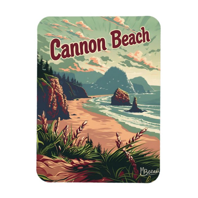 Imán Cannon Beach Vintage (Vertical)