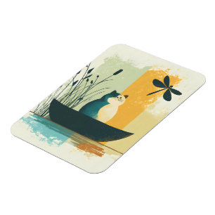 Imán Canoa de gato blanco de lago Chubby, resumen minim