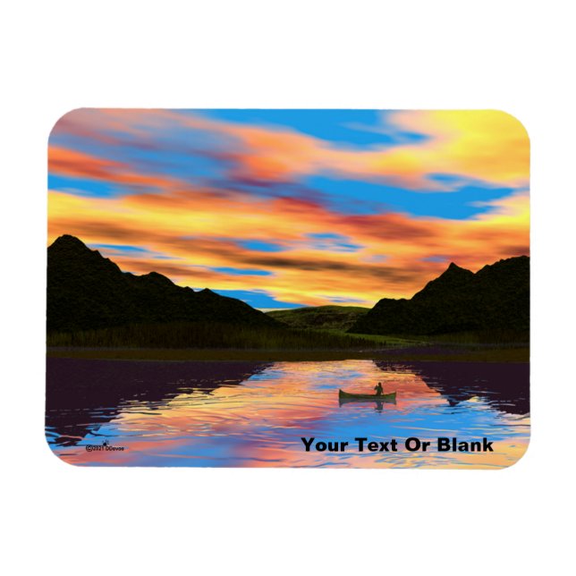 Imán Canoas En El Lago Sunset (Horizontal)