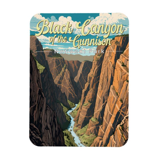 Imán Cañón Negro Del Arte Del Parque Nacional Gunnison (Vertical)