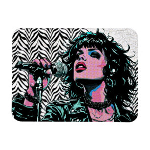 Imán Cantante de Pop Art Rosa Turquesa Rocker Punk Aman