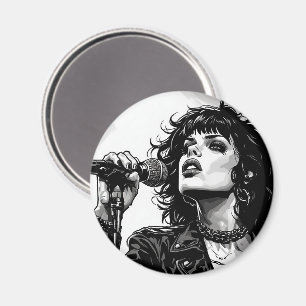 Imán Cantante gótica punk chica estilo gráfico retro