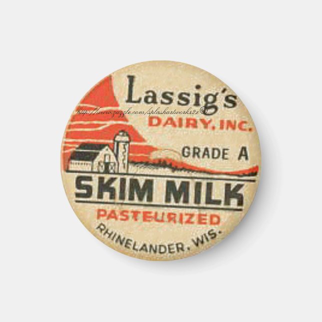 Imán "Cap-1950 de la botella de leche descremada láctea (Frente)