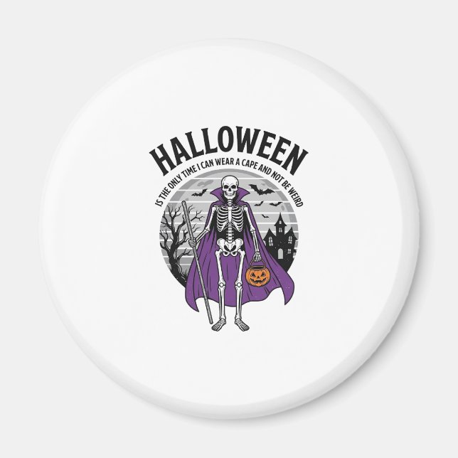 Imán Capa divertida de Halloween de esqueleto cita dise (Frente)